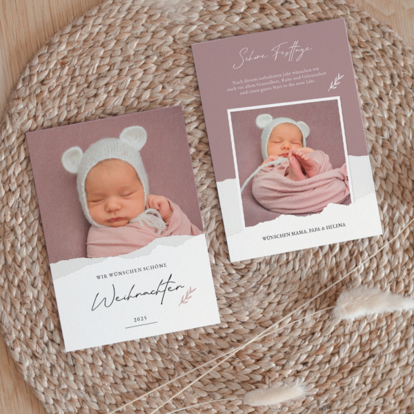 Weihnachtskarte Ripped Paper