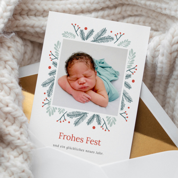Weihnachtskarte Wintergrün
